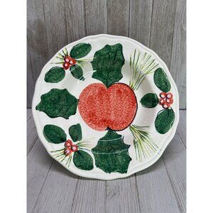 Vintage Bellini Piu' Holly Berry Painted Bowl Crafted in Italy 9.5" Diameter